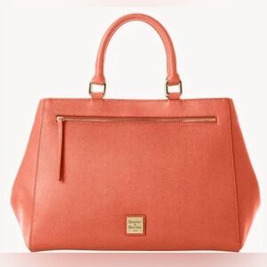 Dooney & Bourke Saffiano Zip Satchel Blue Handbag Color-Coral